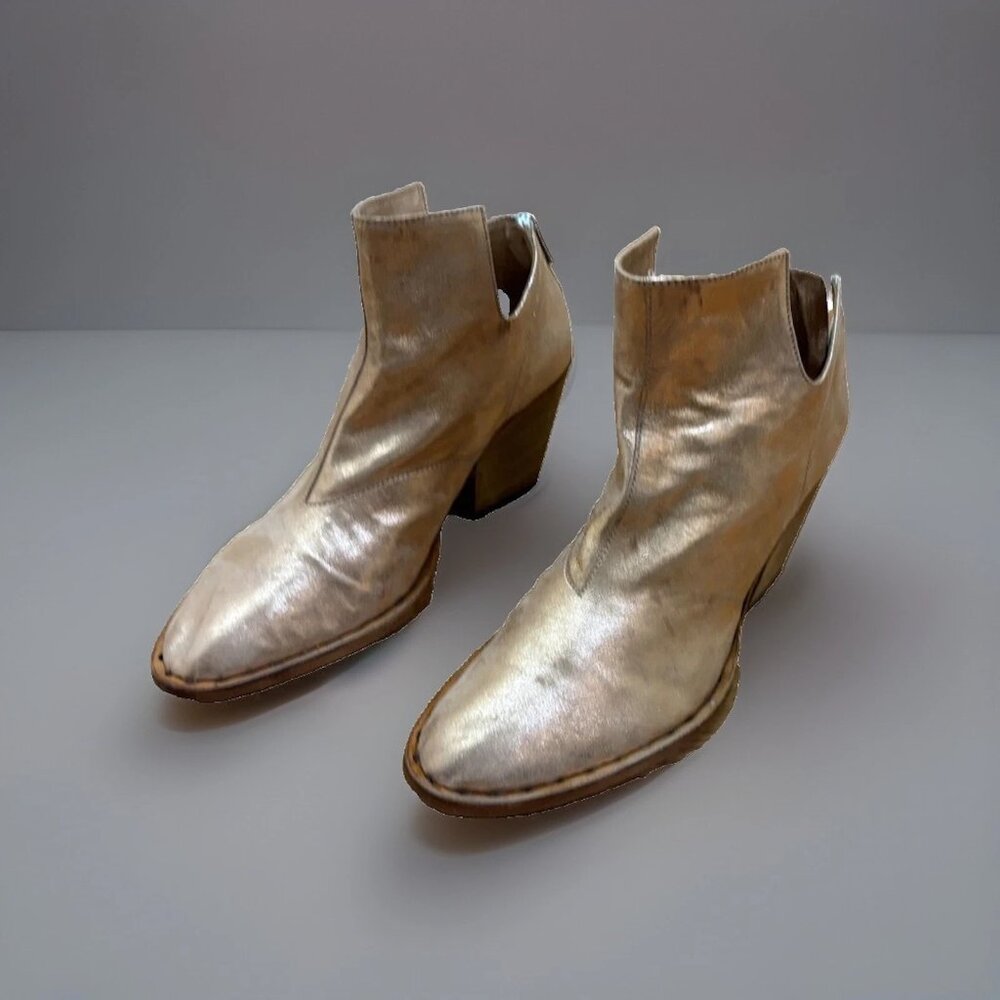 Officine Creative Isabeau Metallic Leather Ankle Boots